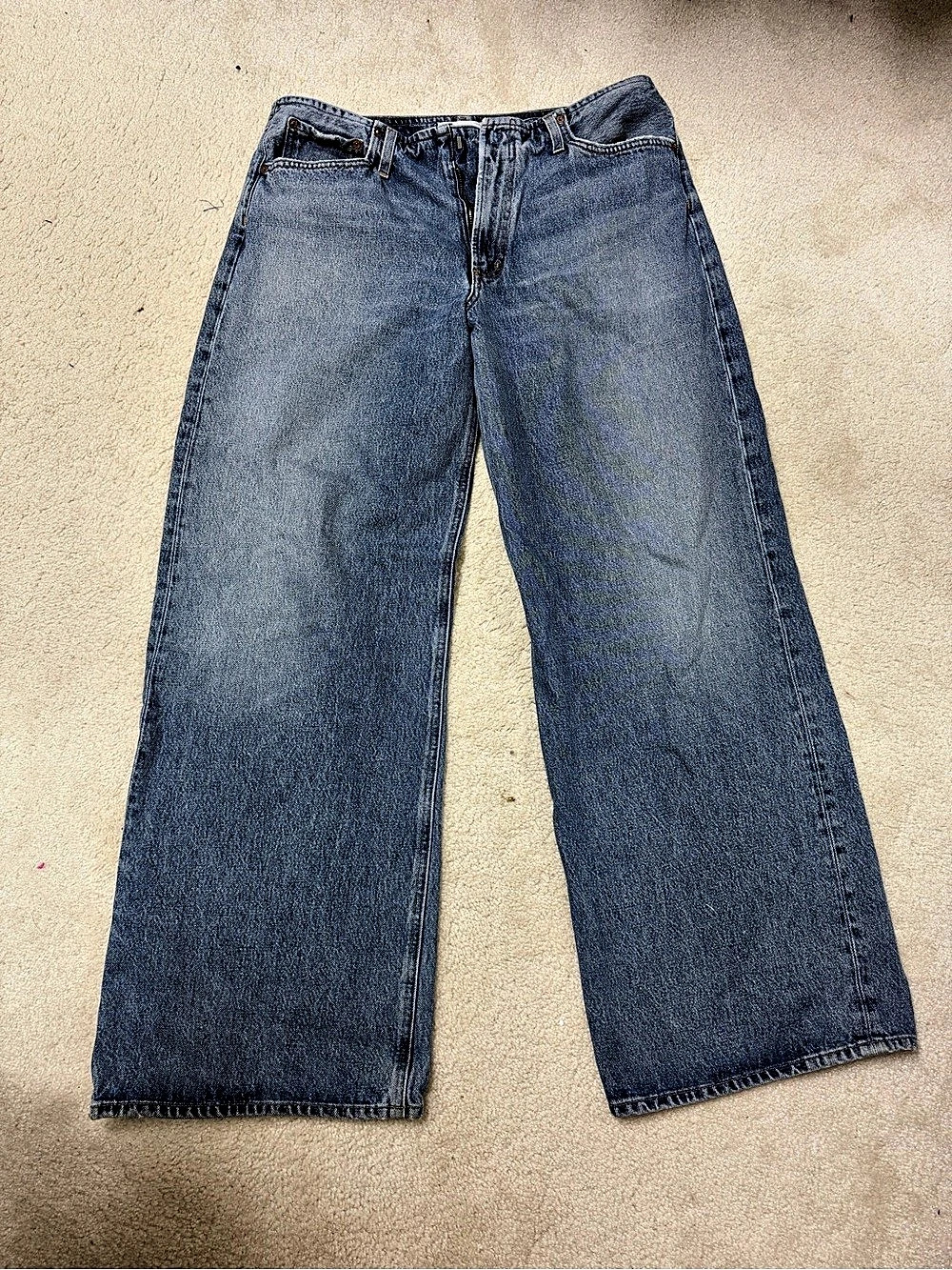 AGOLDE Low Slung Baggy Straight Leg Jeans Blue Waist 29